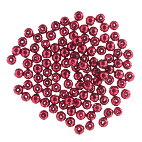 Trimits Essentials ~ 6mm glass pearl beads ~ red