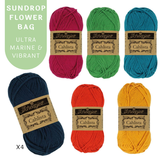 COTTON POD Sundrop Flower Granny Square Bag ~ Crochet Kit ~ Scheepjes Cahlista (3 Colourways)