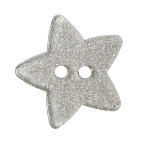 Buttons: Star: Glitter: 18mm:  Silver