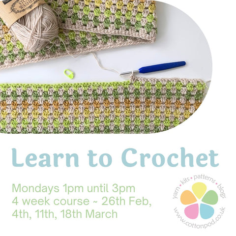 Learn to Crochet in Ramsbottom Greater Manchester with Sharon from Cottom Pod