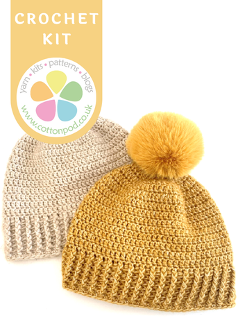 Charlotte Beanie Crochet Hat kits from Cotton POd UK
