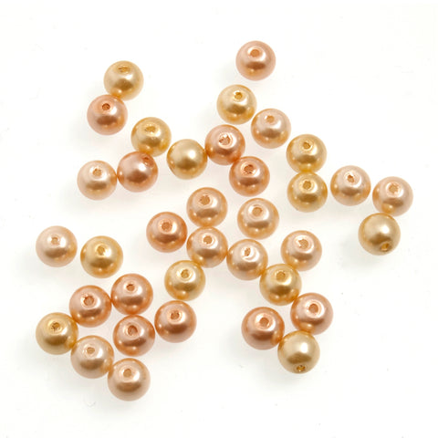 Trimits ~ 6mm Glass Pearl Beads  ~ SUNSET MIX (36 beads)