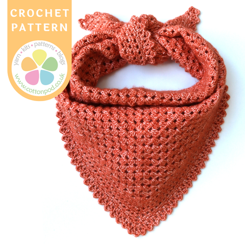 Tiny Trellis Triangular Neckerchief Granny stitch crochet pattern by Sharon Oldfeld at Cotton Pod