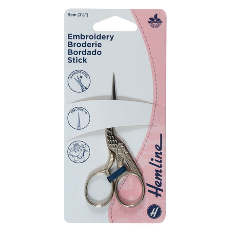 HEMLINE Embroidery Scissors ~ Stork ~ 90mm (9cm)