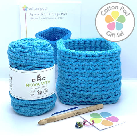 CROCHET GIFT SET ~ Square Mini Storage Pod from Cotton Pod UK