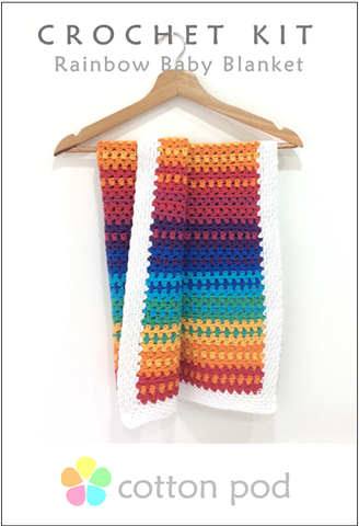 Crochet Rainbow Baby Blanket Kit from Cotton Pod UK