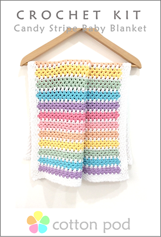 Crochet Candy Stripe Baby Crochet Blanket Kit from Cotton Pod UK