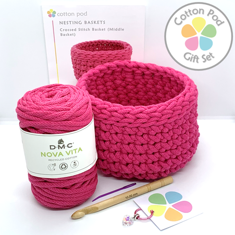 CROCHET GIFT SET ~ Cross Stitch Crochet Basket from Cotton Pod UK Crochet Kit